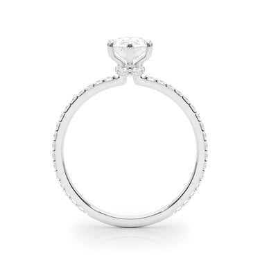 Hidden Halo Pear Shape Engagement Rings – Pear-Shaped Lab Diamond Engagement Ring in 18K Gold | Just Brilliant – detail view
