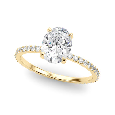 Oval Hidden Halo Engagement Ring – Oval Lab Diamond Engagement Ring in 18K Gold | Just Brilliant – side view
