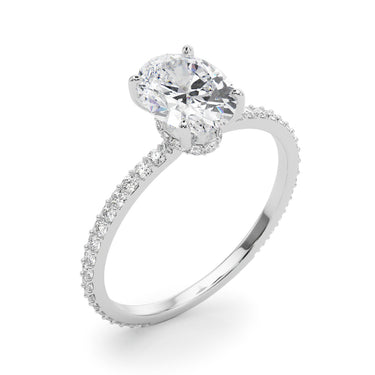 Oval Hidden Halo Engagement Ring – Oval Lab Diamond Engagement Ring in 18K Gold | Just Brilliant – lifestyle view