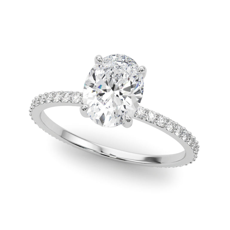 Oval Hidden Halo Engagement Ring – Oval Lab Diamond Engagement Ring in 18K Gold | Just Brilliant