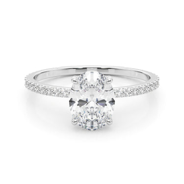 Oval Hidden Halo Engagement Ring – Oval Lab Diamond Engagement Ring in 18K Gold | Just Brilliant – close-up view
