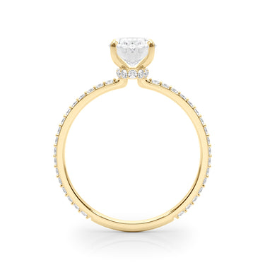 Oval Hidden Halo Engagement Ring – Oval Lab Diamond Engagement Ring in 18K Gold | Just Brilliant – angle view