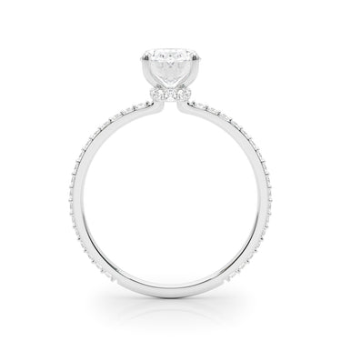 Oval Hidden Halo Engagement Ring – Oval Lab Diamond Engagement Ring in 18K Gold | Just Brilliant – detail view
