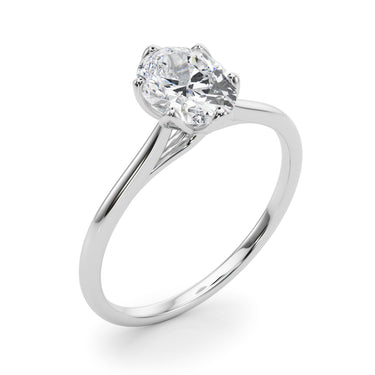 Oval Tulip Solitaire Engagement Ring – Oval Lab Diamond Engagement Ring in 18K Gold | Just Brilliant – lifestyle view