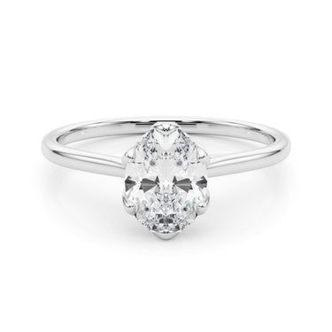 Oval Tulip Solitaire Engagement Ring – Oval Lab Diamond Engagement Ring in 18K Gold | Just Brilliant – close-up view