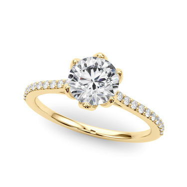 6-Prong Single Row Round Engagement Ring – Round Lab Diamond Engagement Ring in 18K Gold | Just Brilliant – side view