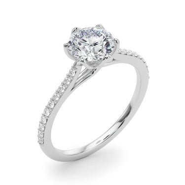 6-Prong Single Row Round Engagement Ring – Round Lab Diamond Engagement Ring in 18K Gold | Just Brilliant – lifestyle view