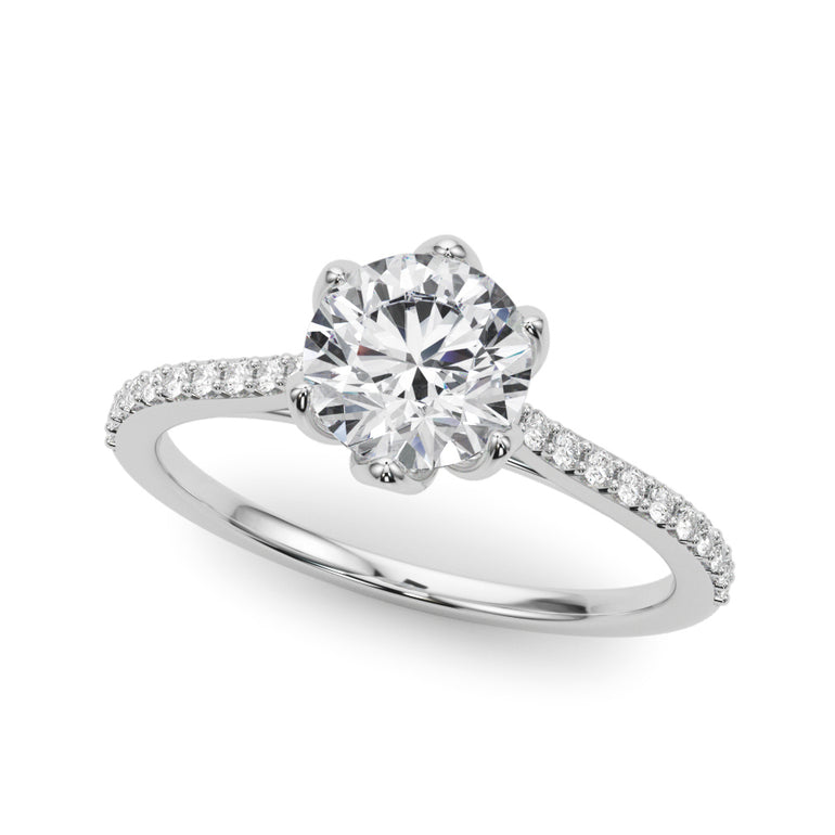 6-Prong Single Row Round Engagement Ring – Radiant Lab Diamond Engagement Ring in 18K Gold | Just Brilliant
