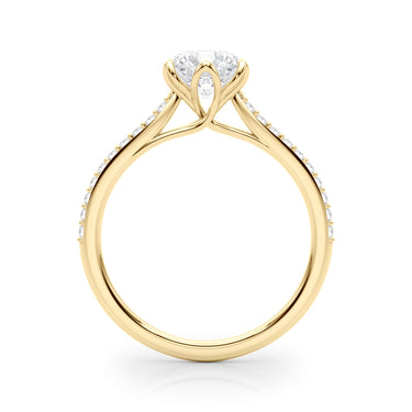 6-Prong Single Row Round Engagement Ring – Round Lab Diamond Engagement Ring in 18K Gold | Just Brilliant – angle view