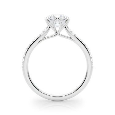 6-Prong Single Row Round Engagement Ring – Round Lab Diamond Engagement Ring in 18K Gold | Just Brilliant – detail view
