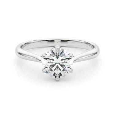 Solitaire Round Engagement Rings – Round Lab Diamond Engagement Ring in 18K Gold | Just Brilliant – close-up view