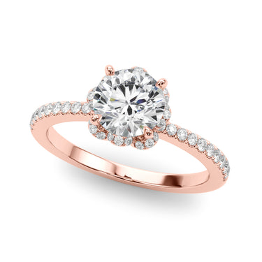 Prong Set Halo Engagement Ring – Lab Diamond Engagement Ring in 18K Gold | Just Brilliant – view 9