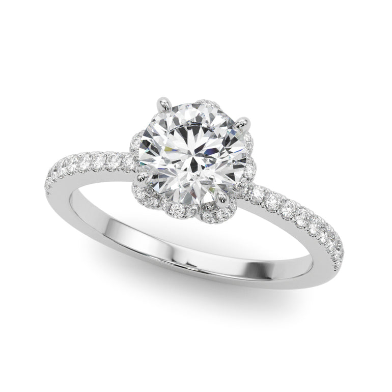 Prong Set Halo Engagement Ring – Radiant Lab Diamond Engagement Ring in 18K Gold | Just Brilliant