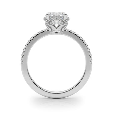 Prong Set Halo Engagement Ring – Lab Diamond Engagement Ring in 18K Gold | Just Brilliant – detail view