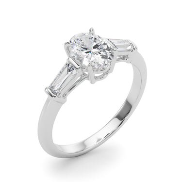 3 Stone Oval Center Tb Sides – Lab Diamond Jewelry in 18K Gold | Just Brilliant – lifestyle view