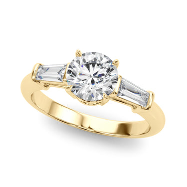 3 Stone Ring Round Center Tb Sides – Lab Diamond Ring in 18K Gold | Just Brilliant – side view