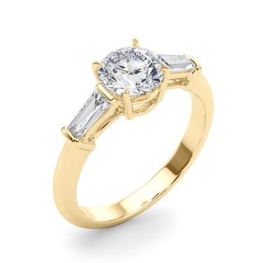 3 Stone Ring Round Center Tb Sides – Lab Diamond Ring in 18K Gold | Just Brilliant – view 8