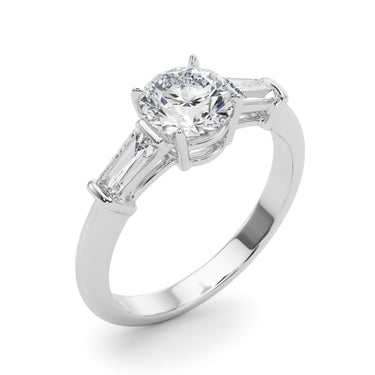 3 Stone Ring Round Center Tb Sides – Lab Diamond Ring in 18K Gold | Just Brilliant – lifestyle view