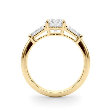 3 Stone Ring Round Center Tb Sides – Lab Diamond Ring in 18K Gold | Just Brilliant – angle view