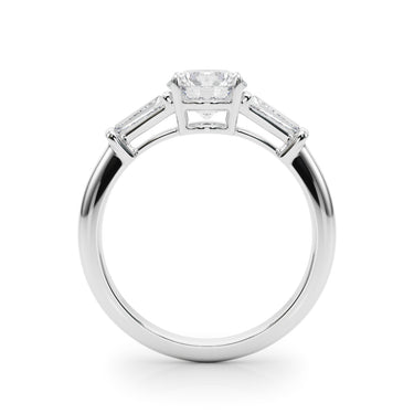 3 Stone Ring Round Center Tb Sides – Lab Diamond Ring in 18K Gold | Just Brilliant – detail view