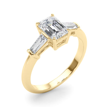 Tapered Baguette 3-Stone Emerald Cut Engagement Ring – Baguette Emerald Engagement Ring in 18K Gold | Just Brilliant – view 8