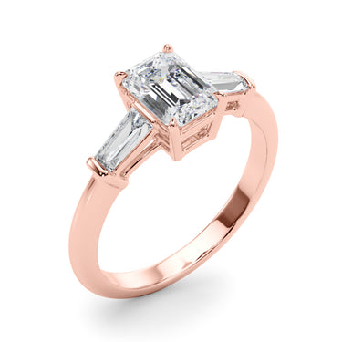 Tapered Baguette 3-Stone Emerald Cut Engagement Ring – Baguette Emerald Engagement Ring in 18K Gold | Just Brilliant – vie...