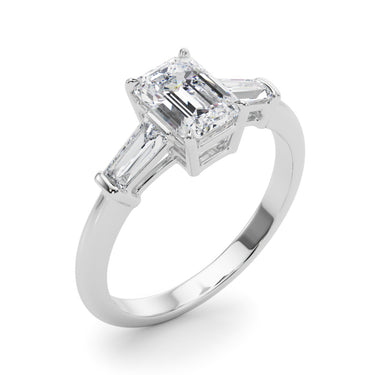 Tapered Baguette 3-Stone Emerald Cut Engagement Ring – Baguette Emerald Engagement Ring in 18K Gold | Just Brilliant – lif...