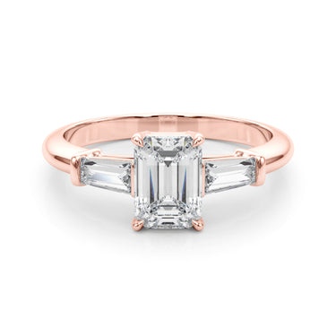 Tapered Baguette 3-Stone Emerald Cut Engagement Ring – Baguette Emerald Engagement Ring in 18K Gold | Just Brilliant – vie...