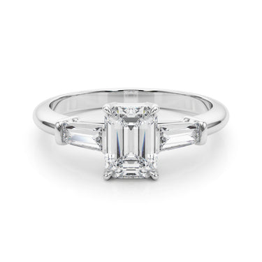 Tapered Baguette 3-Stone Emerald Cut Engagement Ring – Baguette Emerald Engagement Ring in 18K Gold | Just Brilliant – clo...