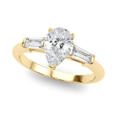 3-Stone Pear & Baguette Engagement Ring – Baguette Lab Diamond Engagement Ring in 18K Gold | Just Brilliant – side view