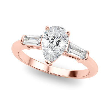 3-Stone Pear & Baguette Engagement Ring – Baguette Lab Diamond Engagement Ring in 18K Gold | Just Brilliant – view 9