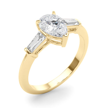 3-Stone Pear & Baguette Engagement Ring – Baguette Lab Diamond Engagement Ring in 18K Gold | Just Brilliant – view 8