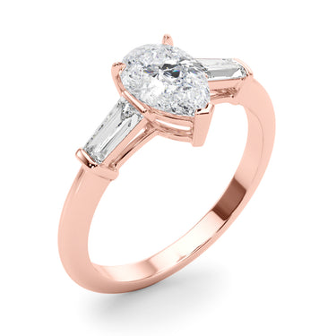 3-Stone Pear & Baguette Engagement Ring – Baguette Lab Diamond Engagement Ring in 18K Gold | Just Brilliant – view 12