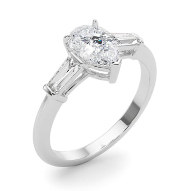 3-Stone Pear & Baguette Engagement Ring – Baguette Lab Diamond Engagement Ring in 18K Gold | Just Brilliant – lifestyle view