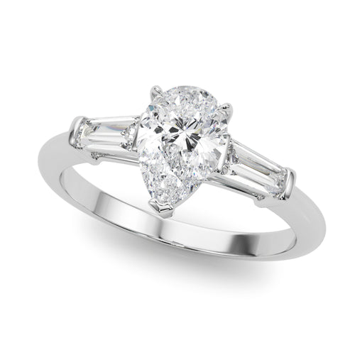 3-Stone Pear & Baguette Engagement Ring