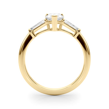3-Stone Pear & Baguette Engagement Ring – Baguette Lab Diamond Engagement Ring in 18K Gold | Just Brilliant – angle view