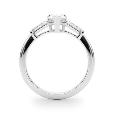 3-Stone Pear & Baguette Engagement Ring – Baguette Lab Diamond Engagement Ring in 18K Gold | Just Brilliant – detail view
