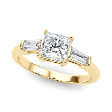 3 Stone Ring Sq Center Tb Sides – Lab Diamond Ring in 18K Gold | Just Brilliant – side view