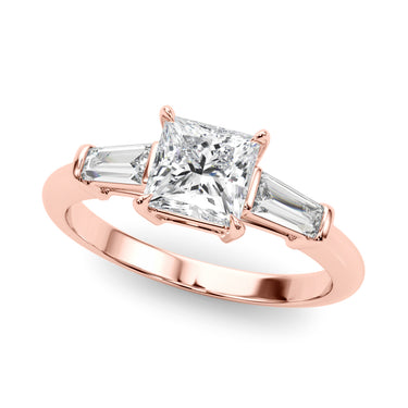 3 Stone Ring Sq Center Tb Sides – Lab Diamond Ring in 18K Gold | Just Brilliant – view 9