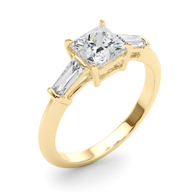 3 Stone Ring Sq Center Tb Sides – Lab Diamond Ring in 18K Gold | Just Brilliant – view 8