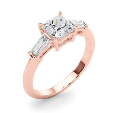 3 Stone Ring Sq Center Tb Sides – Lab Diamond Ring in 18K Gold | Just Brilliant – view 12