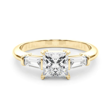 3 Stone Ring Sq Center Tb Sides – Lab Diamond Ring in 18K Gold | Just Brilliant – view 7