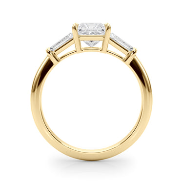 3 Stone Ring Sq Center Tb Sides – Lab Diamond Ring in 18K Gold | Just Brilliant – angle view