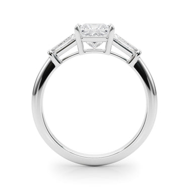 3 Stone Ring Sq Center Tb Sides – Lab Diamond Ring in 18K Gold | Just Brilliant – detail view