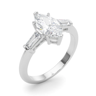 3 Stone Ring Marquise Center Tb Sides – Lab Diamond Ring in 18K Gold | Just Brilliant – lifestyle view