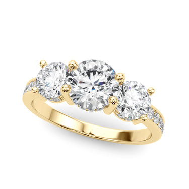 3 Stone Hidden Halo Plus – Lab Diamond Jewelry in 18K Gold | Just Brilliant – side view