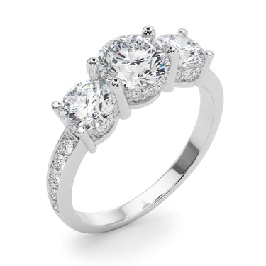 3 Stone Hidden Halo Plus – Lab Diamond Jewelry in 18K Gold | Just Brilliant – lifestyle view