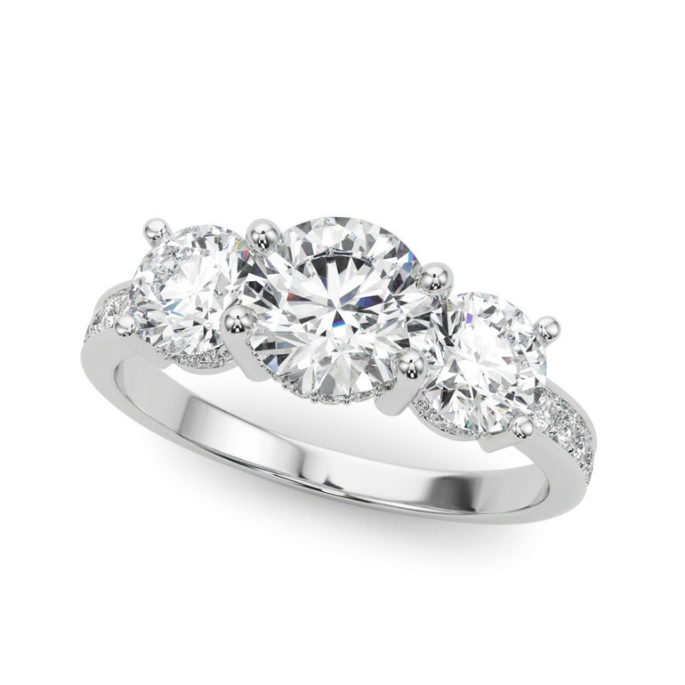 3 Stone Hidden Halo Plus – Radiant Lab Diamond Jewelry in 18K Gold | Just Brilliant
