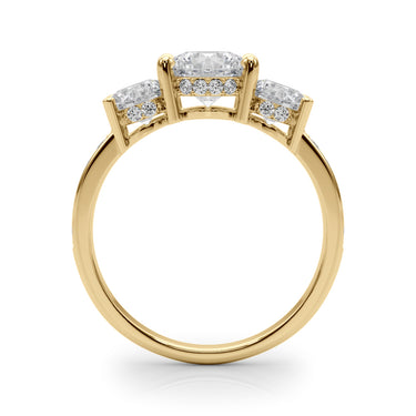 3 Stone Hidden Halo Plus – Lab Diamond Jewelry in 18K Gold | Just Brilliant – angle view