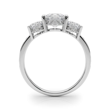 3 Stone Hidden Halo Plus – Lab Diamond Jewelry in 18K Gold | Just Brilliant – detail view